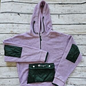 Champion Womens' Lavender and Dark Green Fleece Quarter Zip Jacket